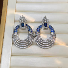 Micro-inlaid Colorful Zircon Earrings oval shape full diamond copper earrings