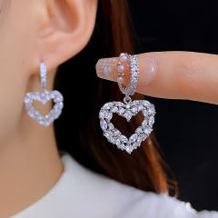 Delicate diamond heart gold plated copper huggie earrings