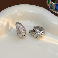 Chunky full diamond u shape gold plated copper earrings