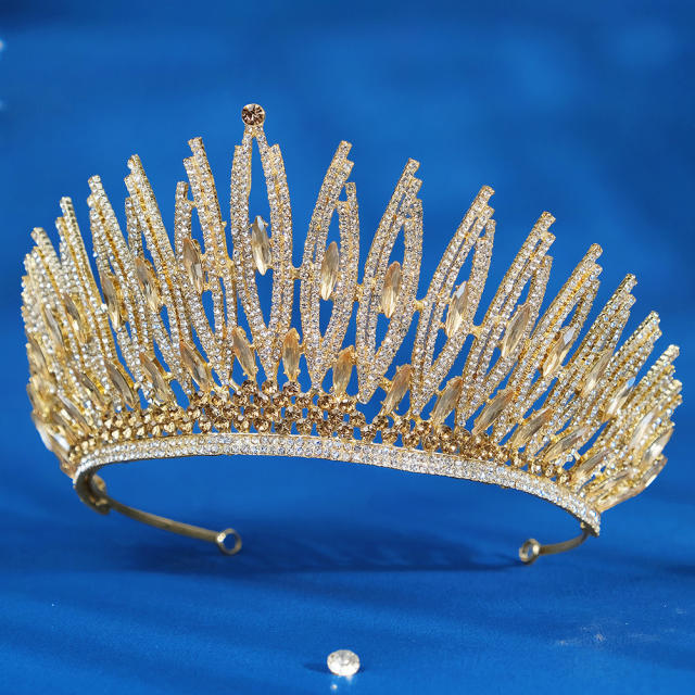 All match gold silver color full diamond unique wedding hair crown
