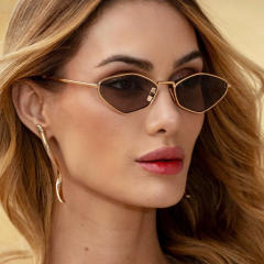 Diamond polygon small frame sunglasses 2025 new metal sunglasses