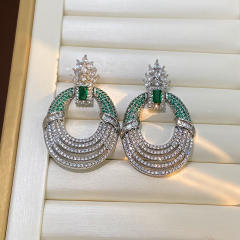 Micro-inlaid Colorful Zircon Earrings oval shape full diamond copper earrings