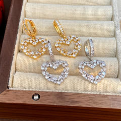 Delicate diamond heart gold plated copper huggie earrings
