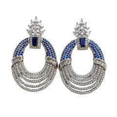 Micro-inlaid Colorful Zircon Earrings oval shape full diamond copper earrings