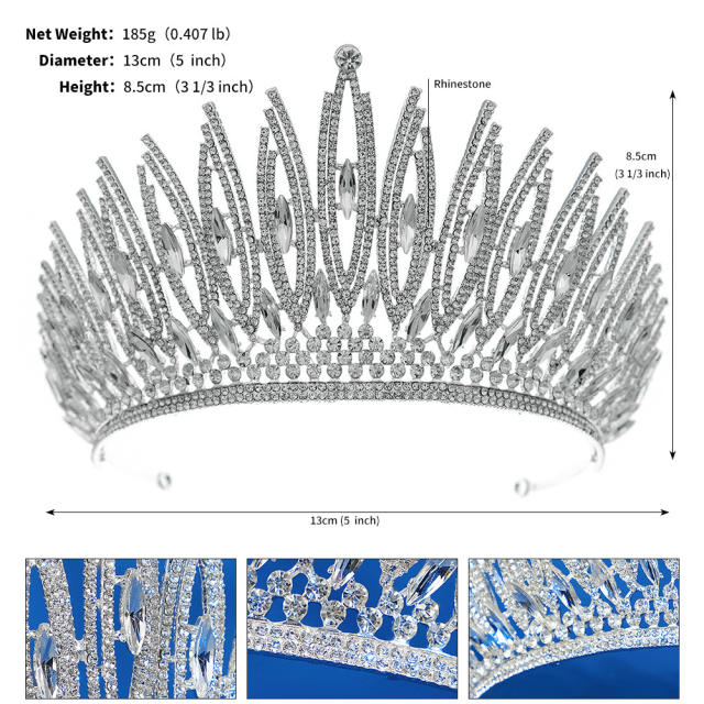 All match gold silver color full diamond unique wedding hair crown