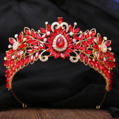 New design colorful glass crystal flower hair crown