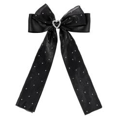 Spring summer organza ribbon bow long hair clips
