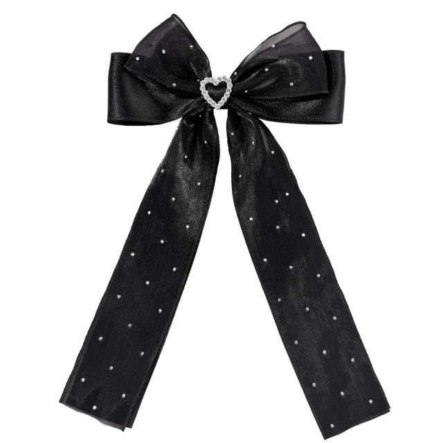 Spring summer organza ribbon bow long hair clips