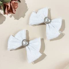Sweet bow pearl heart easy match hair clips 1pcs price
