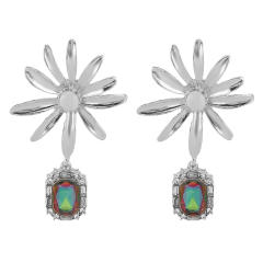 Baroque vintage fashion alloy diamond sunflower ladies earrings