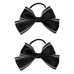 Sweet black beige ribbon bow hair ties