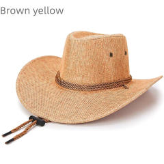Spring Summer Large Brim Men's Hat Sun Protection Western Cowboy Hat Beach Adult Accessories