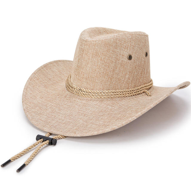 Spring Summer Large Brim Men's Hat Sun Protection Western Cowboy Hat Beach Adult Accessories