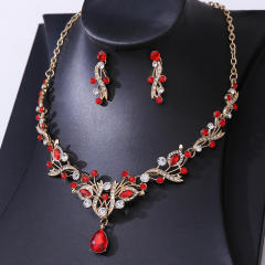 Luxury colorful rhinestone women necklace set wedding jewelry set