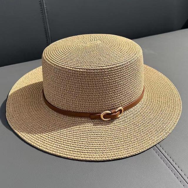 New Flat Top straw hat for women Summer Seaside Beach Sun-proof hat