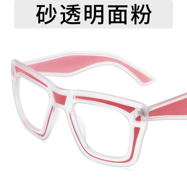 New Color Glasses Frame Ins-style Vital Wear Flat Mirror Texted Metal Hinge Anti-blue Glasses