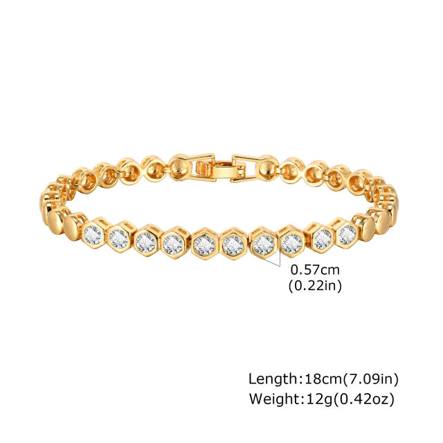 Luxury gold plated copper full diamond cuban link chain tennis chain bracelet collection