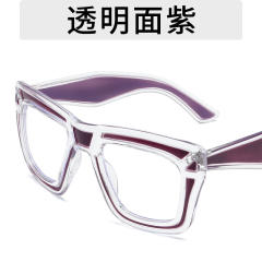 New Color Glasses Frame Ins-style Vital Wear Flat Mirror Texted Metal Hinge Anti-blue Glasses