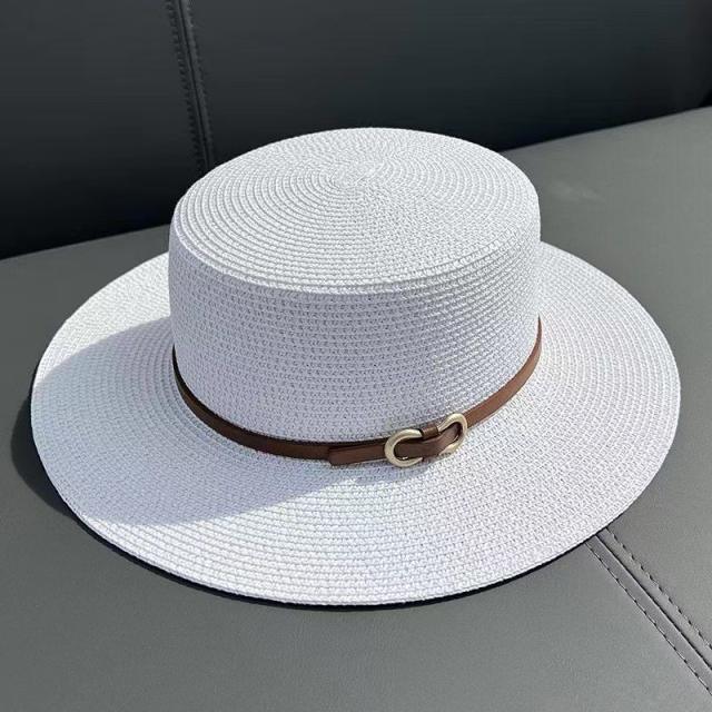 New Flat Top straw hat for women Summer Seaside Beach Sun-proof hat