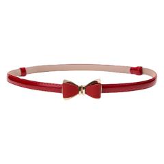 Sweet bow buckle pu leather women belt dress decoration