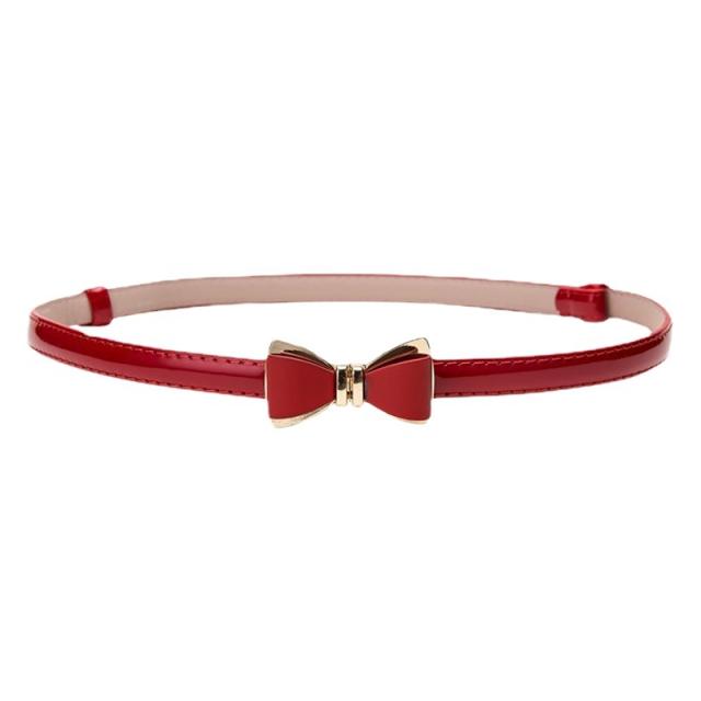 Sweet bow buckle pu leather women belt dress decoration
