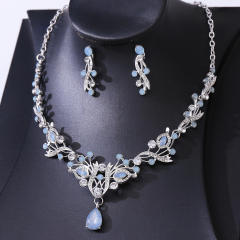 Luxury colorful rhinestone women necklace set wedding jewelry set