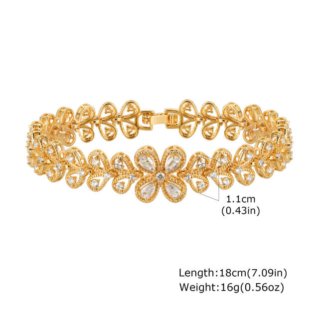 Luxury gold plated copper full diamond cuban link chain tennis chain bracelet collection