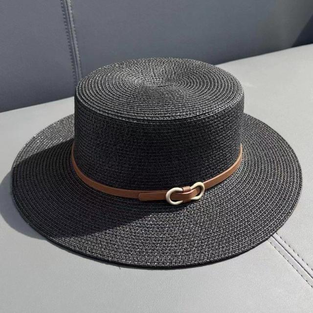 New Flat Top straw hat for women Summer Seaside Beach Sun-proof hat