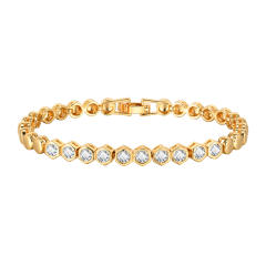 Luxury gold plated copper full diamond cuban link chain tennis chain bracelet collection