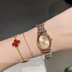 Luxury stainless steel band oval shape small dial watch for women