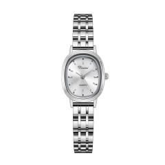Luxury stainless steel band oval shape small dial watch for women