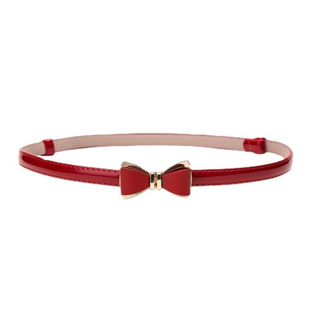 Sweet bow buckle pu leather women belt dress decoration