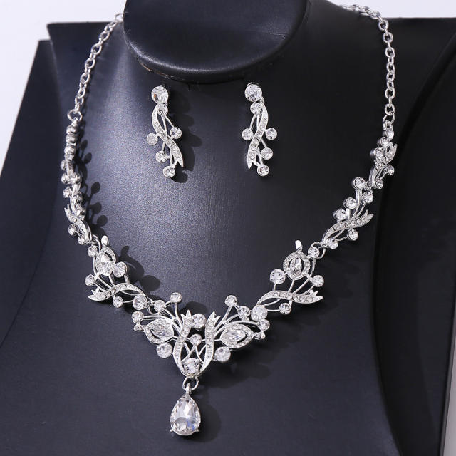 Luxury colorful rhinestone women necklace set wedding jewelry set