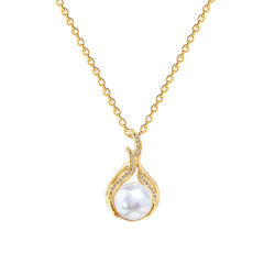 Elegant drop pendant pearl pendant stainless steel chain necklace