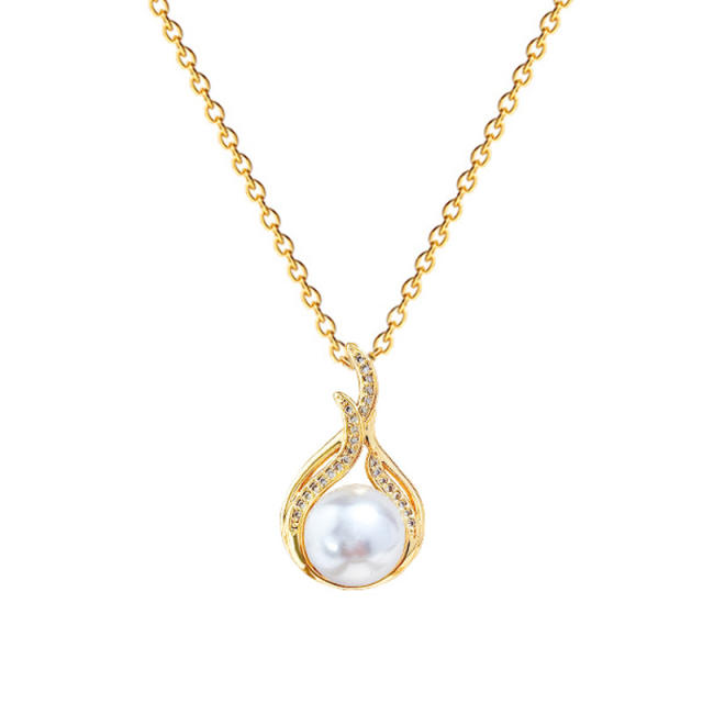 Elegant drop pendant pearl pendant stainless steel chain necklace