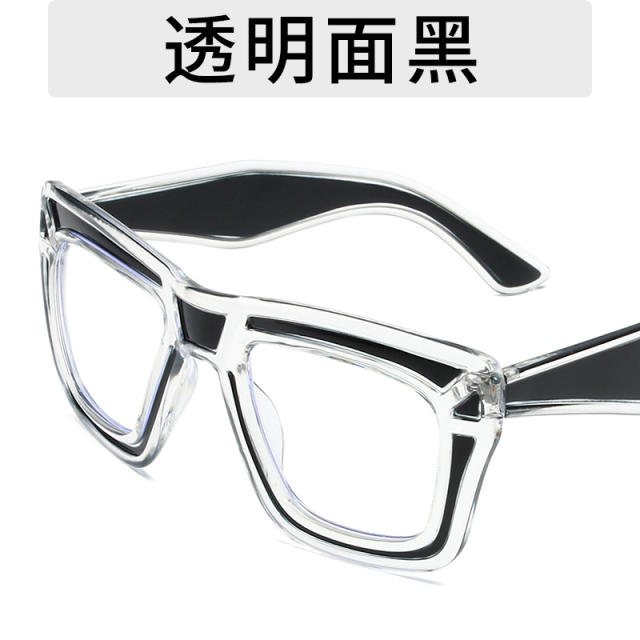 New Color Glasses Frame Ins-style Vital Wear Flat Mirror Texted Metal Hinge Anti-blue Glasses