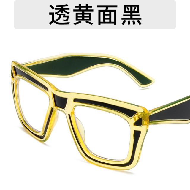 New Color Glasses Frame Ins-style Vital Wear Flat Mirror Texted Metal Hinge Anti-blue Glasses