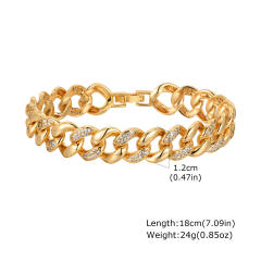 Luxury gold plated copper full diamond cuban link chain tennis chain bracelet collection