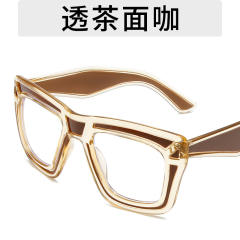 New Color Glasses Frame Ins-style Vital Wear Flat Mirror Texted Metal Hinge Anti-blue Glasses