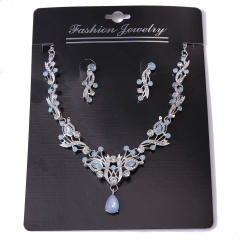 Luxury colorful rhinestone women necklace set wedding jewelry set