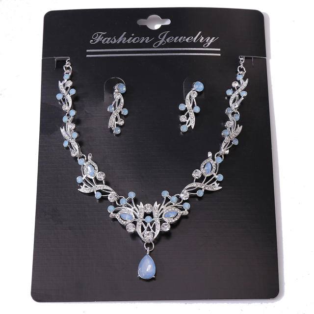 Luxury colorful rhinestone women necklace set wedding jewelry set