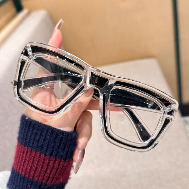 New Color Glasses Frame Ins-style Vital Wear Flat Mirror Texted Metal Hinge Anti-blue Glasses