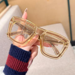 New Color Glasses Frame Ins-style Vital Wear Flat Mirror Texted Metal Hinge Anti-blue Glasses