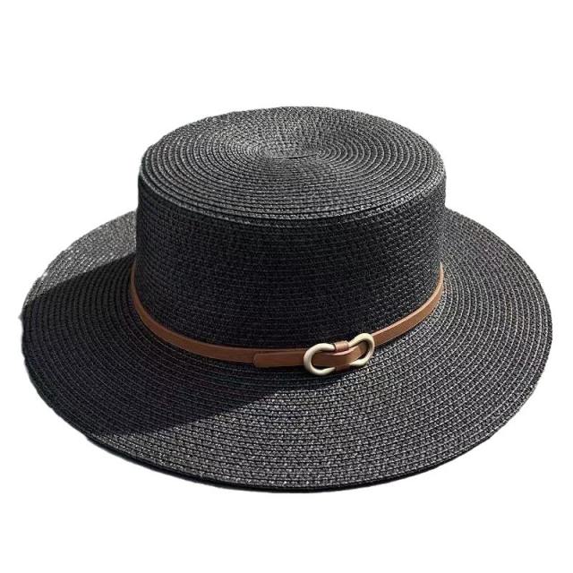 New Flat Top straw hat for women Summer Seaside Beach Sun-proof hat