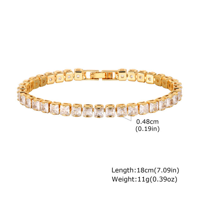 Luxury gold plated copper full diamond cuban link chain tennis chain bracelet collection