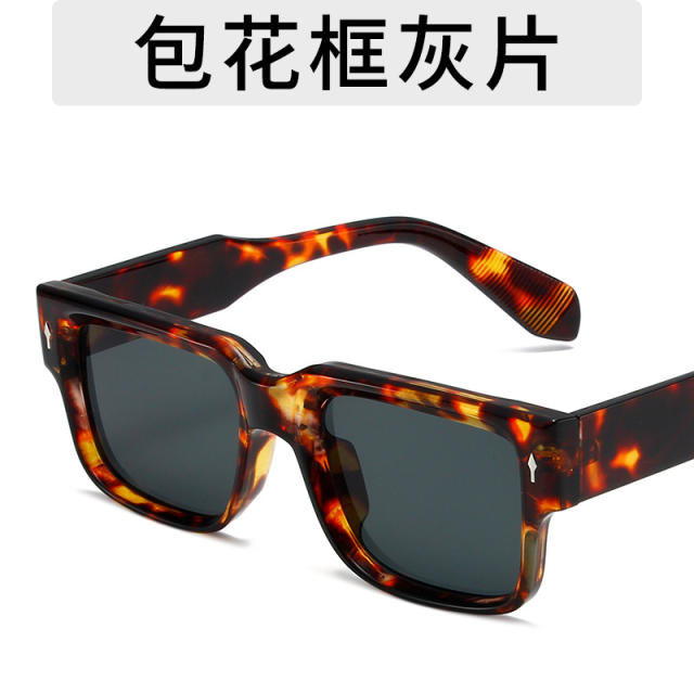 Texted Metal Hinge Full Frame Sunglasses Casual Anti-UV Sunglasses Unisex All-Match Glasses