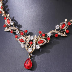 Luxury colorful rhinestone women necklace set wedding jewelry set
