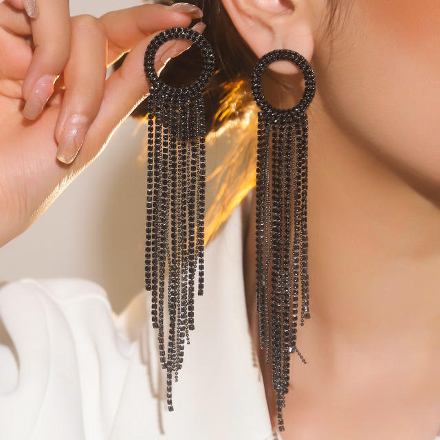 Delicate colorful rhinestone tassel diamond earrings party wedding earrings