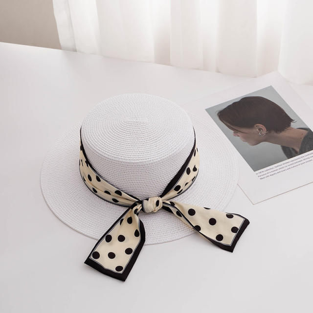 Fashionable Simple Wave Dot Straw Hat Women's Sunshade Sunscreen Holiday Beach Hat