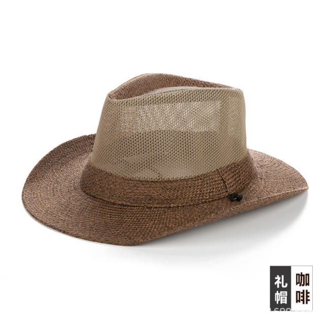 Men's summer sun hat sun hat casual breathable fishing hat outdoor sunscreen straw hat